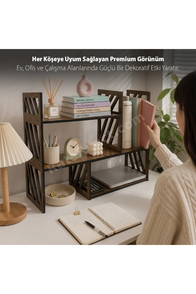 Masaüstü Kayar Kitaplık Büyük Boy Ceviz