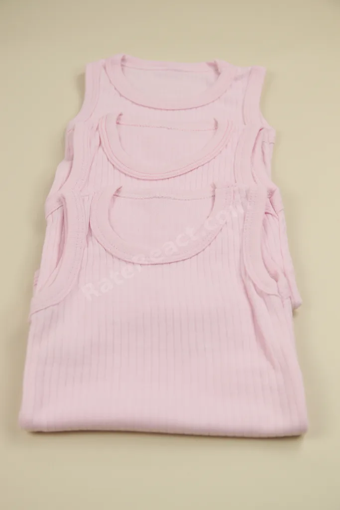 Fitilli Kumaş % 100 Pamuk Kalın Askılı Çıtçıtlı 3'lü Pembe Bebek Body/Zıbın