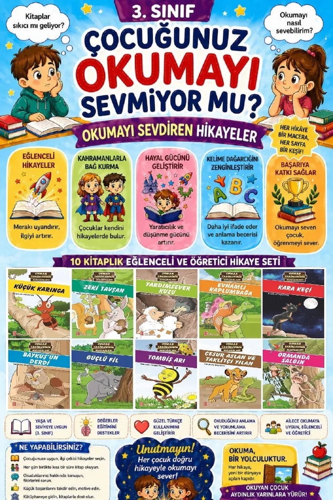 3.Sınıf Okumayı Sevdiren 10 lu Hikaye Seti 7 (32-48 sayfa)