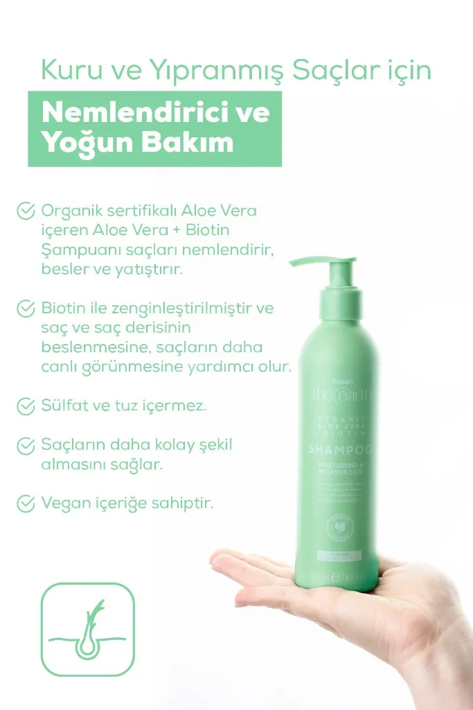 Organic Aloe Vera Biotin Şampuan 250 ml