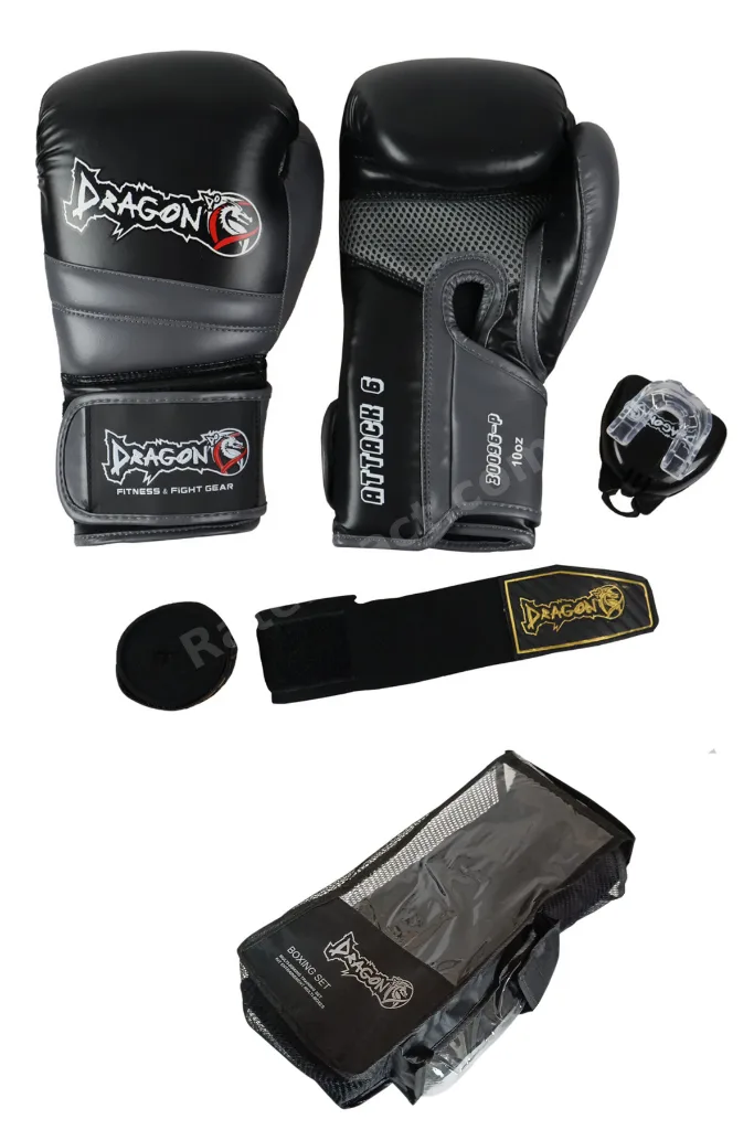 Attack 6 Boks Eldiveni Muay Thai Kick Boks Eldiveni Bandaj Dişlik ve Taşıma Çantalı set