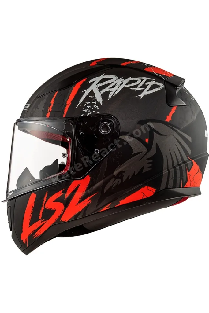 Rapid Raven Full Face Motosiklet Kask Siyah - Beyaz - Kırmızı
