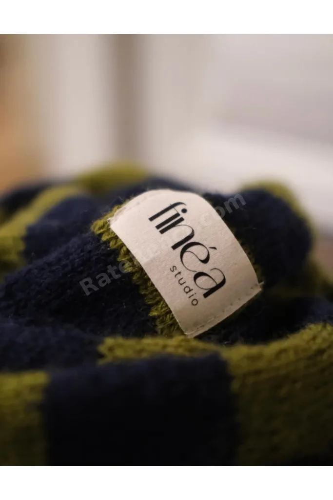 Finea Skinny Scarf Olive Green ve Navy blue Yün Atkı
