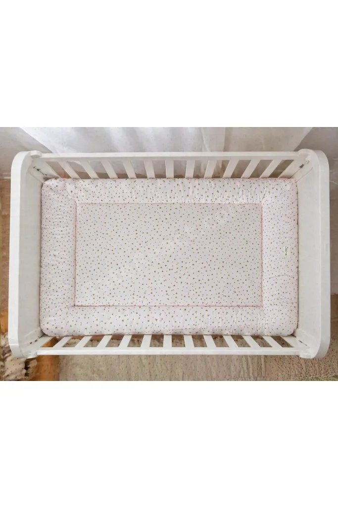 %100 PAMUK Pudra Pembesi Bebek Oyun Minderi, Yıkanabilir Elyaf Dolgulu 75x95 Cm Yıldız Desenli