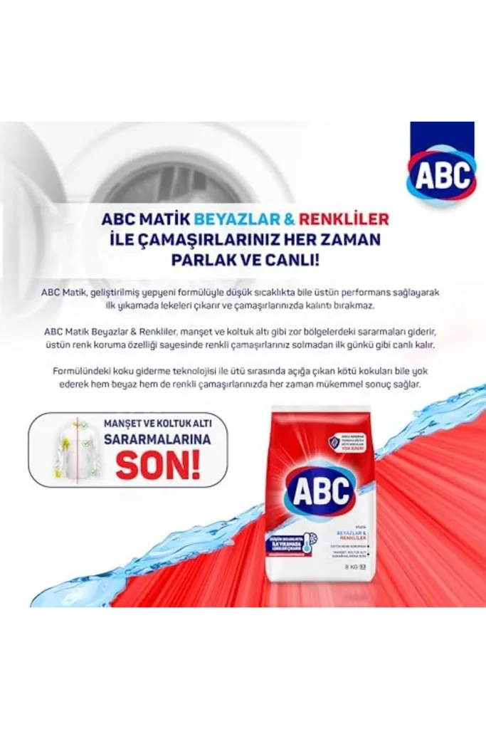 TTKTEKNOLOJİ ABC DETERJAN Matik Beyazlar & Renkliler 8 Kg TTKTEKNOLOJİ 2026 395519