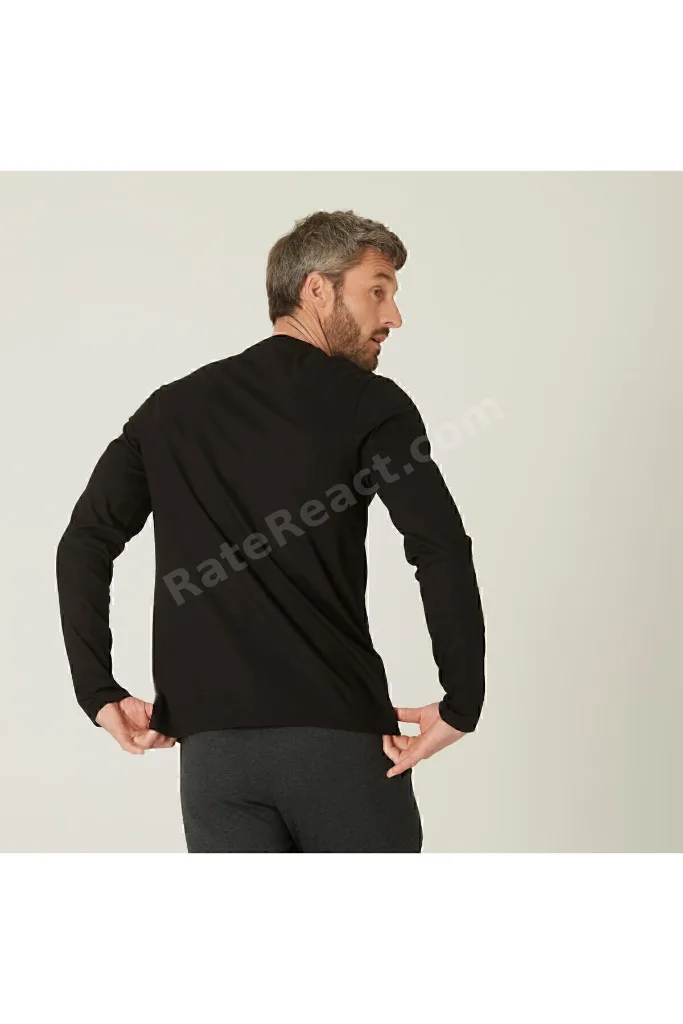 Erkek Siyah Uzun Kollu Regular Spor Tişörtü 100 - Fitness