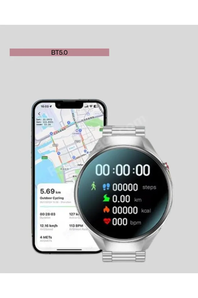 Metal Gövdeli AMOLED Akıllı Saat – Kan Oksijen, Nabız ve Arama Fonksiyonlu