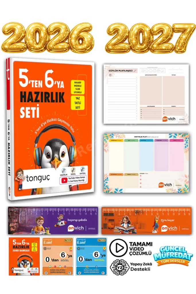 6. Sınıf 5 Ten 6 Ya Hazırlık Tekrar Seti - 3 Kitap