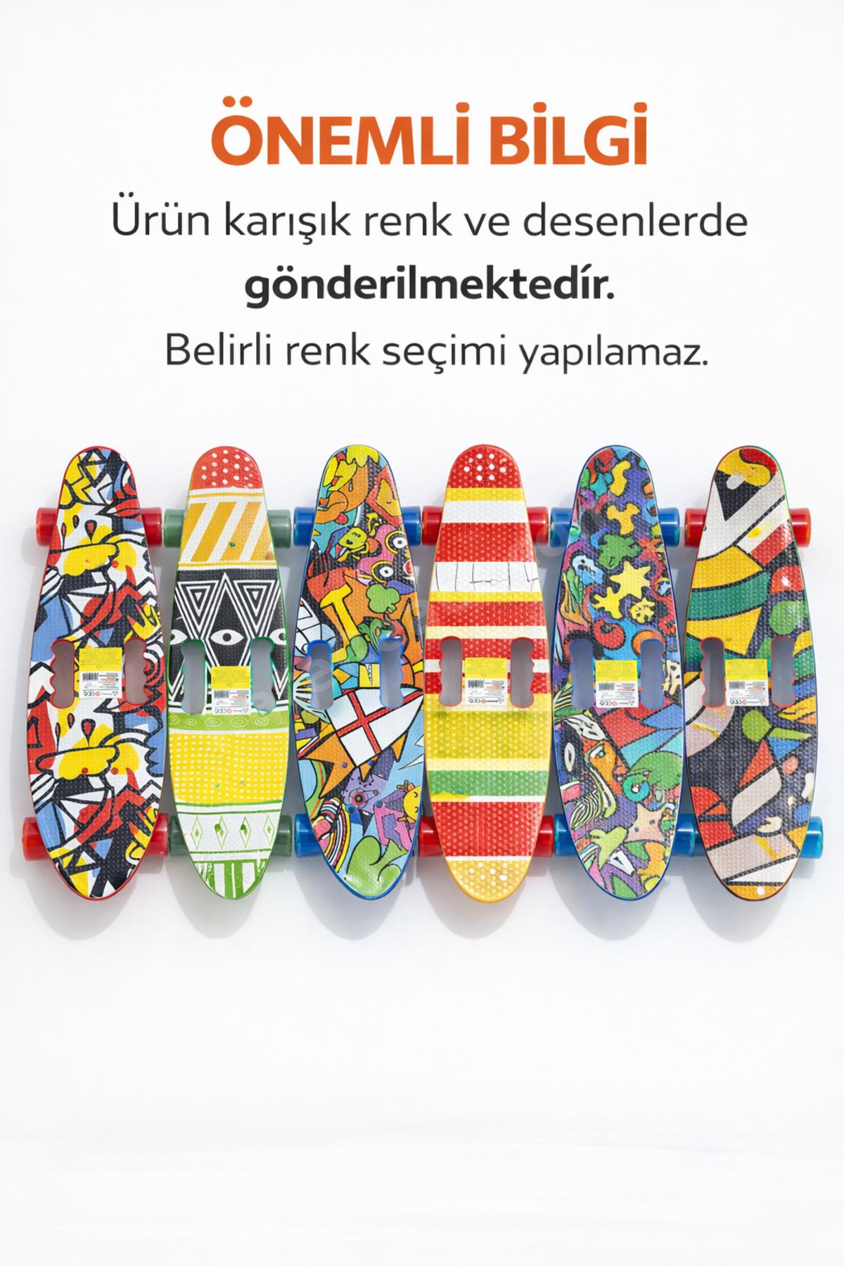 Penny Board Kaykay 80 cm – Çocuk & Gençler İçin Kaymaz Yüzeyli Renkli Tekerlekli – Karışık Desen