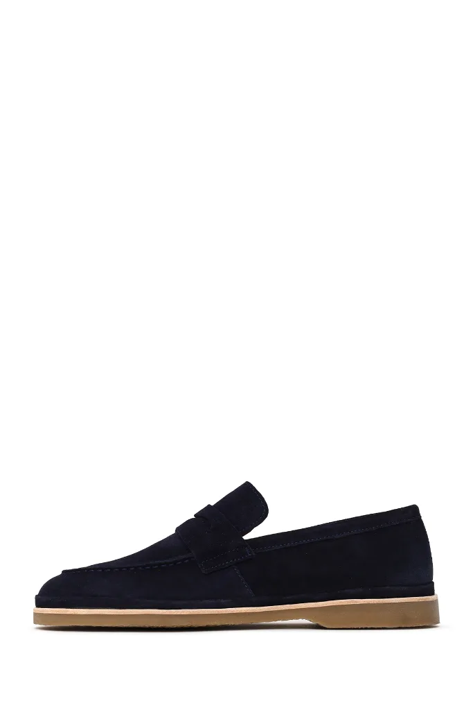 Erkek Lacivert Süet Deri Loafer 26SFD621610