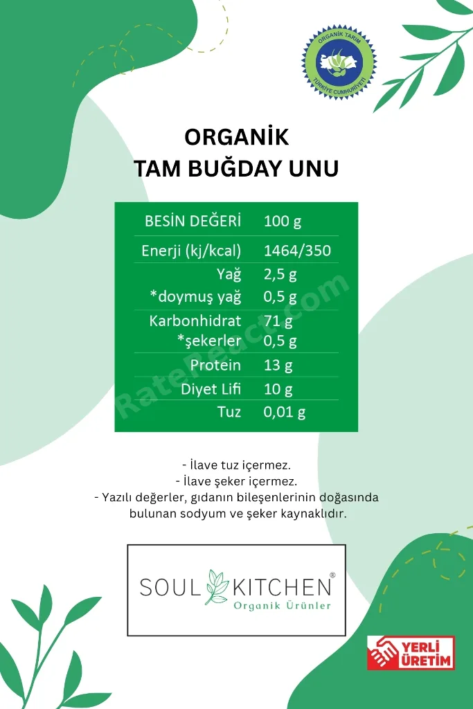 Organik Sertifikalı Tam Buğday Unu 5’li Set 5x1000 g