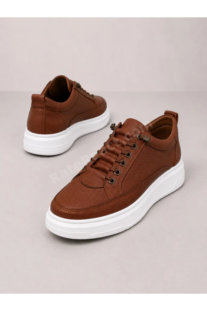 Erkek Kahverengi Sneaker Lastikli Günlük Spor Ayakkabı