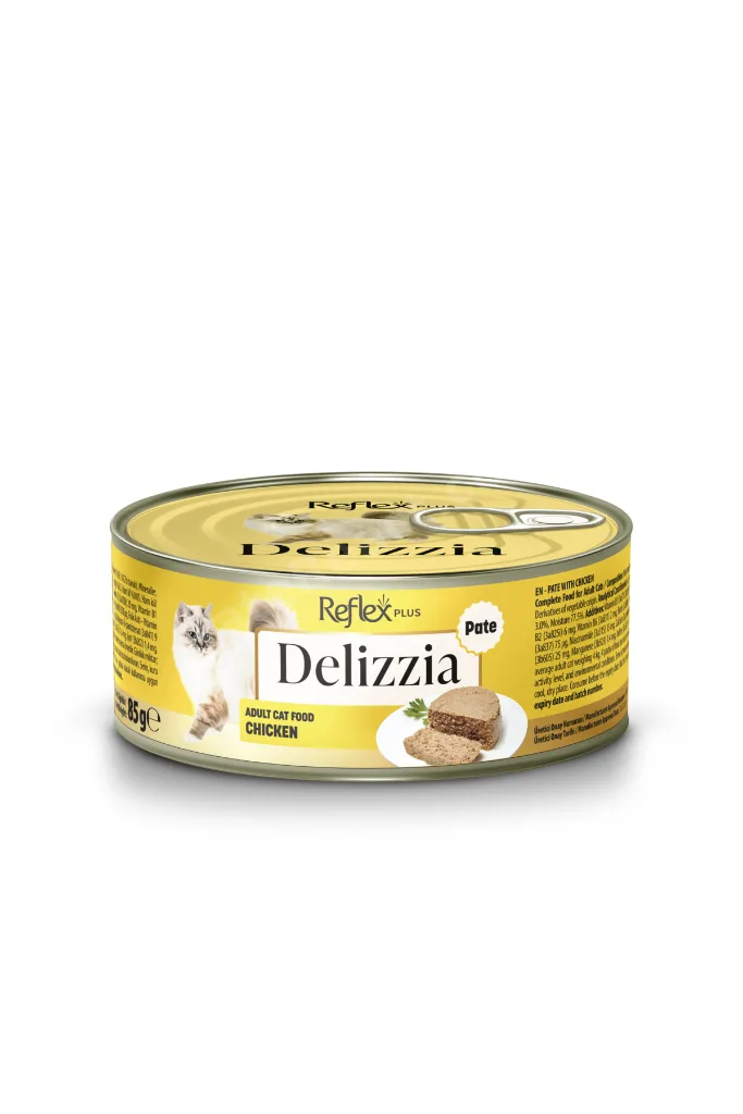 Plus Delizzia / Kıyılmış Tavuklu Yetişkin Kedi Maması 85g x 12 Adet