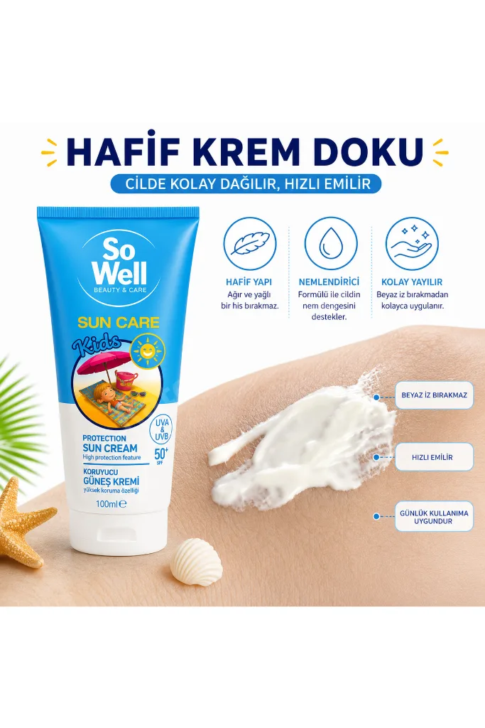 Sun Care Kids SPF 50+ Çocuk Güneş Kremi UVA & UVB Korumaya Yardımcı 100 ml