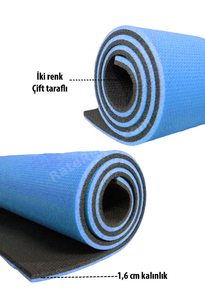 16 Mm Taşıma Askılı Çift Taraflı Iki Renk Kamp Pilates Minderi Yoga Matı Mn903