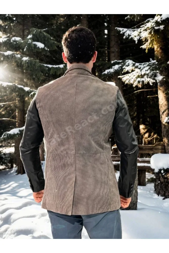 Erkek Premium Doğal Nubuk Deri Ceket - Siyah