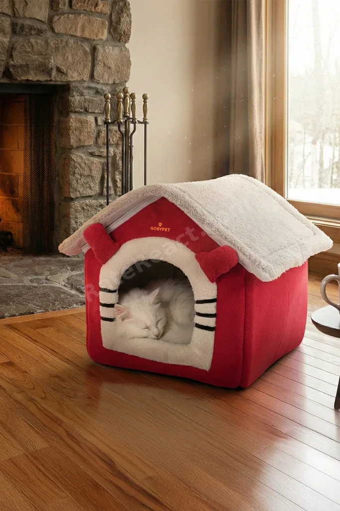 Peluş Kedi Ve Küçük Irk Köpek Evi, Minderli