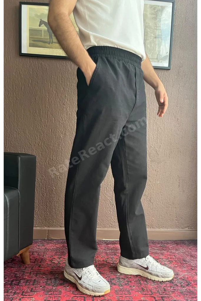 Erkek Yazlık Beli Lastikli 3 Lü Rahat Kalıp Baggy Keten Pantolon