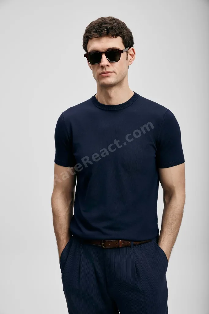111090156 Tıno Erkek Modal Karışımlı T- Shirt Erkek T-Shirt LACİVERT