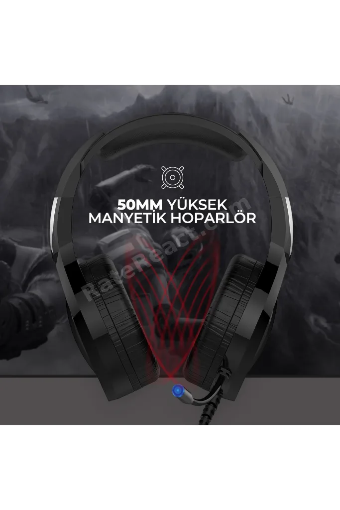 Gamenote H2232D RGB Mikrofonlu Siyah Gaming E-spor Oyuncu Kulaklığı
