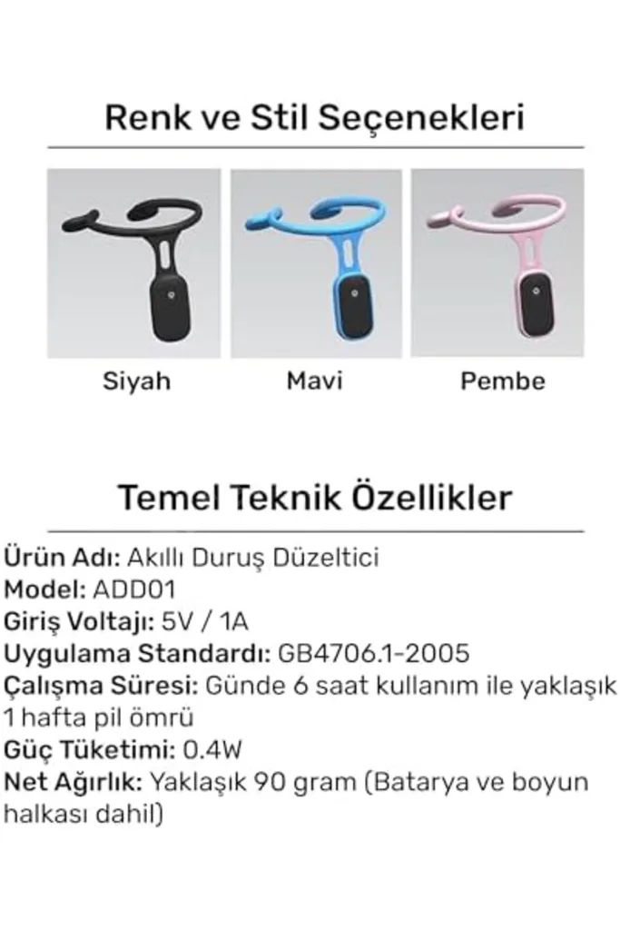 OHBE EXPRESS NPO Şarjlı Titreşimli Otomatik Hatrlatıcı,Kamburluk Giderici Ergonomik Akıllı Duruş Düz