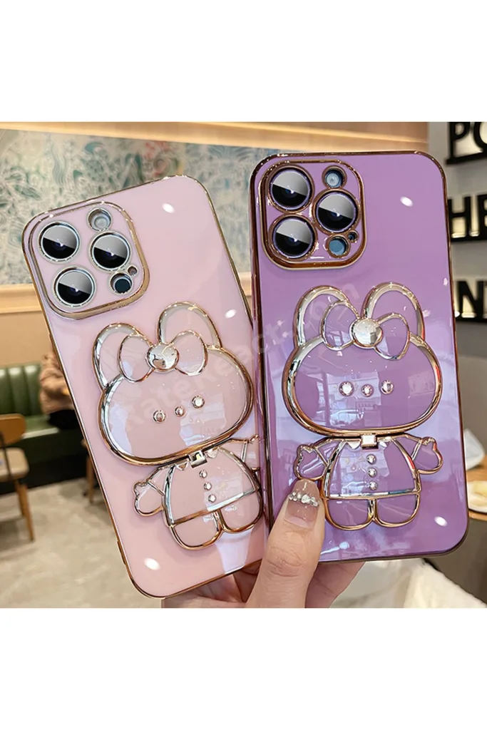 Samsung Galaxy A55 Uyumlu Kılıf Sevimli Cute Cat Standlı | Lazer Silikon Kapak
