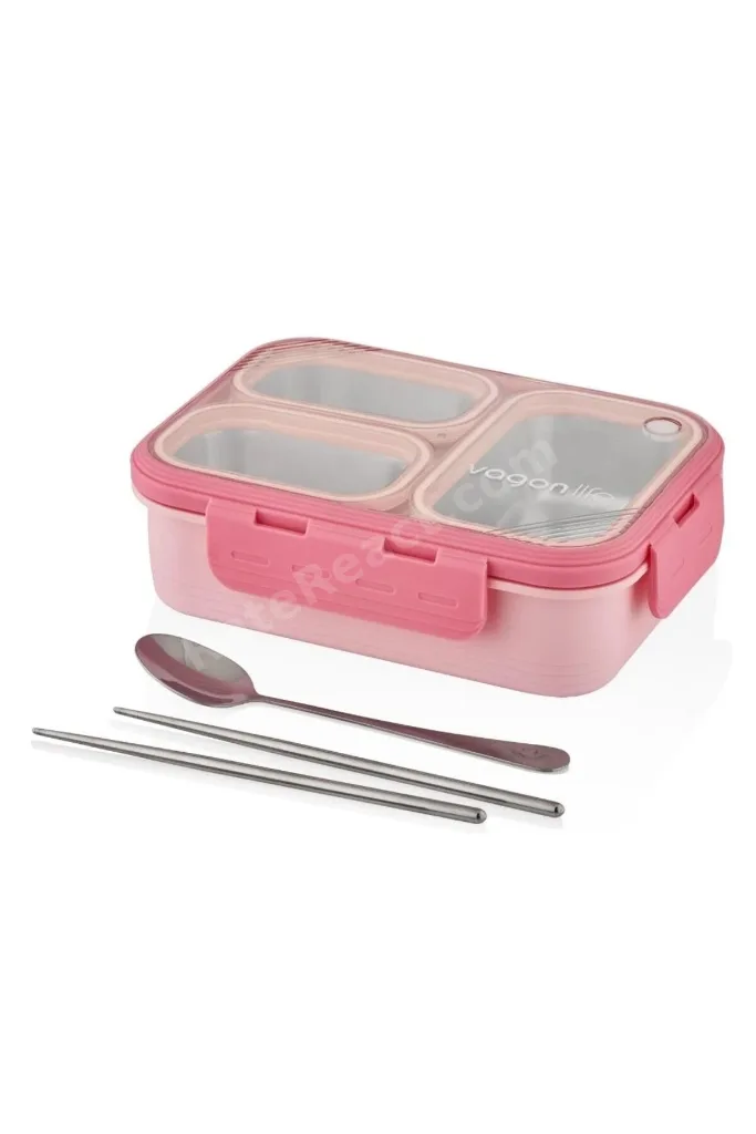 Çelik Beslenme Kutusu Lunch Box Paslanmaz 620 Ml Pembe Xc-7097