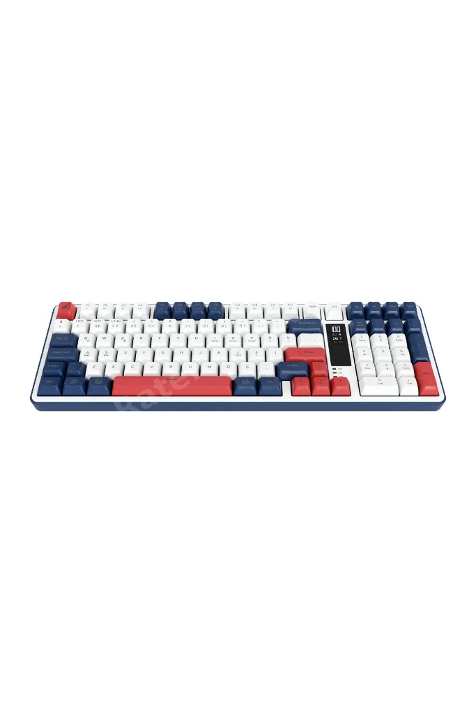 HK257 Membrane LCD RGB Kablosuz/Bluetooth Kırmızı Mavi Full Türkçe Gaming Klavye