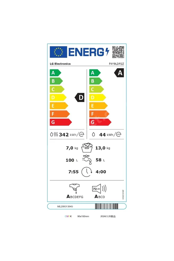 F4Y9LDP2Z 1400 Devir 13 kg Yıkama / 7 kg Kurutmalı Çamaşır Makinesi