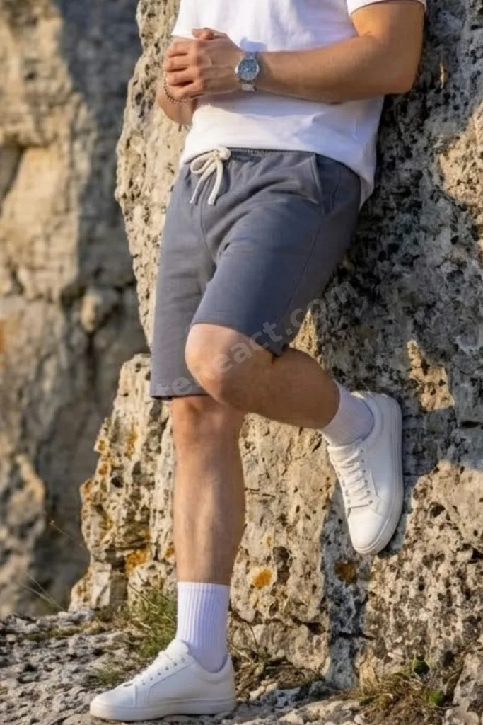 Erkek Pamuklu Casual Cepli Bol Füme Şort