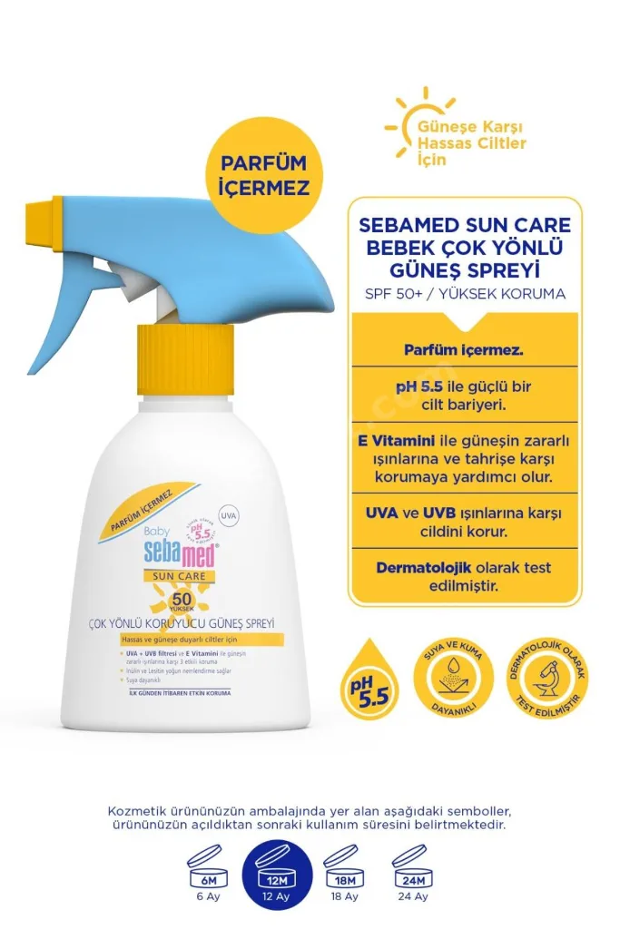 Baby SPF 50+%98 UVA Korumalı UVB Filtreli Çok Yönlü Koruyucu Bebek Güneş Spreyi 200 ML (Parfümsüz)