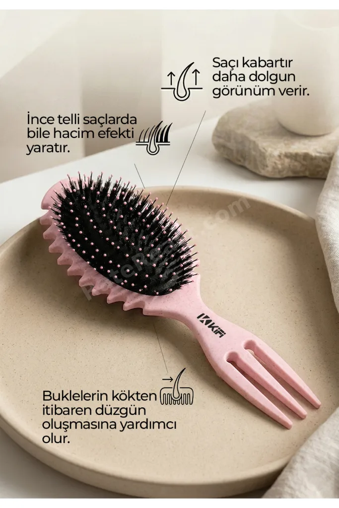 Magical Curl Saç Fırçası - Kıvırcık Tarağı Pembe