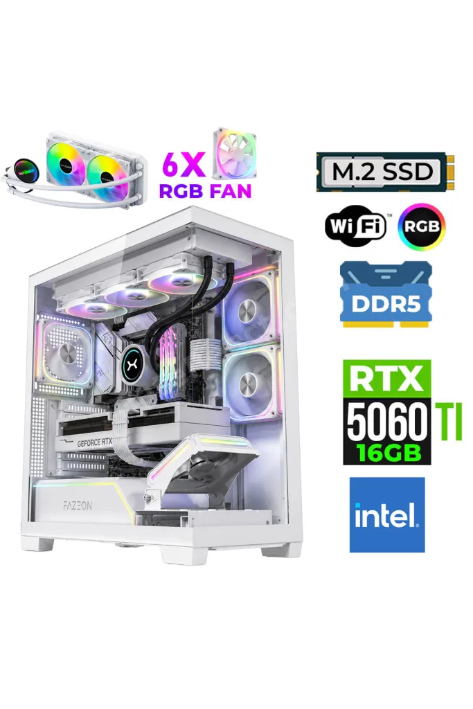 Fade X300 Intel i9 14900KF 16GB DDR5 Ram 1TB M.2 NVMe SSD 16GB RTX5060Ti Sıvı Soğutmalı Oyuncu
