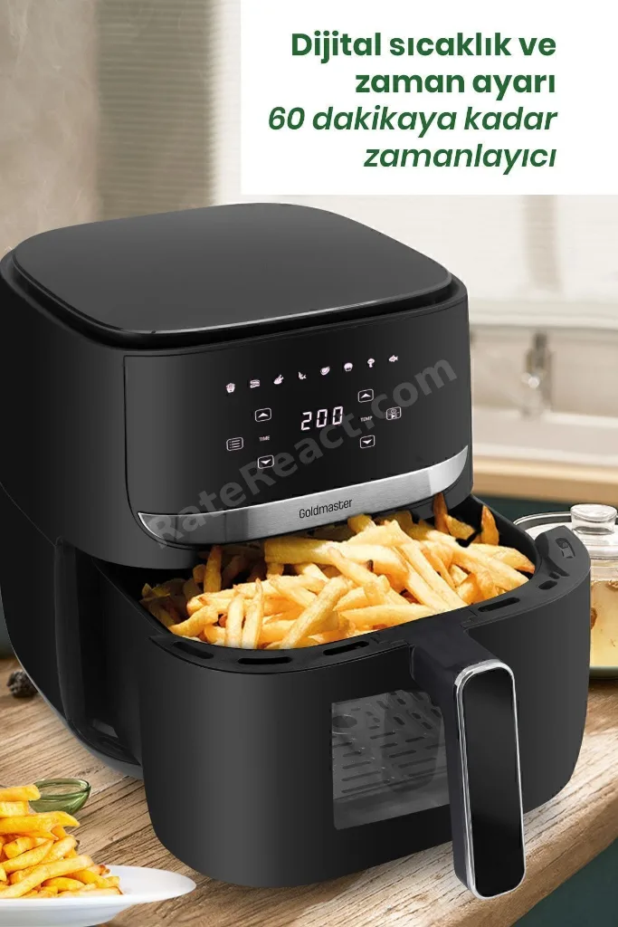 Bella 1700w Xl Dokunmatik Cam Kapaklı Aydınlatmalı 3kg Tartı Fonksiyonlu Airfryer Sıcak Hava Fritözü