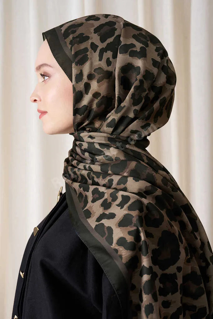 Historical Leopar Desen Şal - Acı Kahve