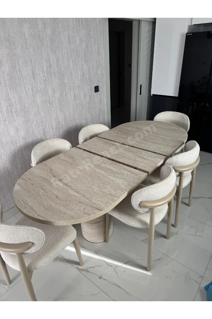 Bohem Masa Takımı Ahşap Açılır Masa Takımı 6 Kişilik Masa Sandalye Takımı İskandinav Takım