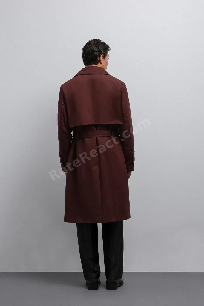 Bordo Relax Fit Erkek Trençkot