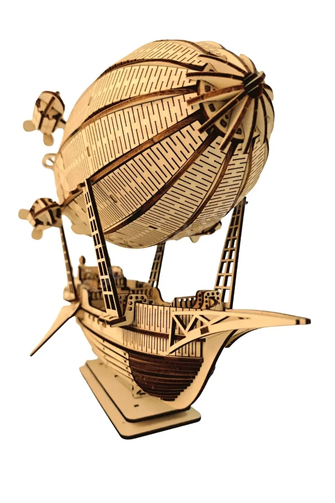 Steampunk Zeplin Minyatür Ahşap Maket 3D Puzzle DIY Kendin Yap Hobi Koleksiyon Seti