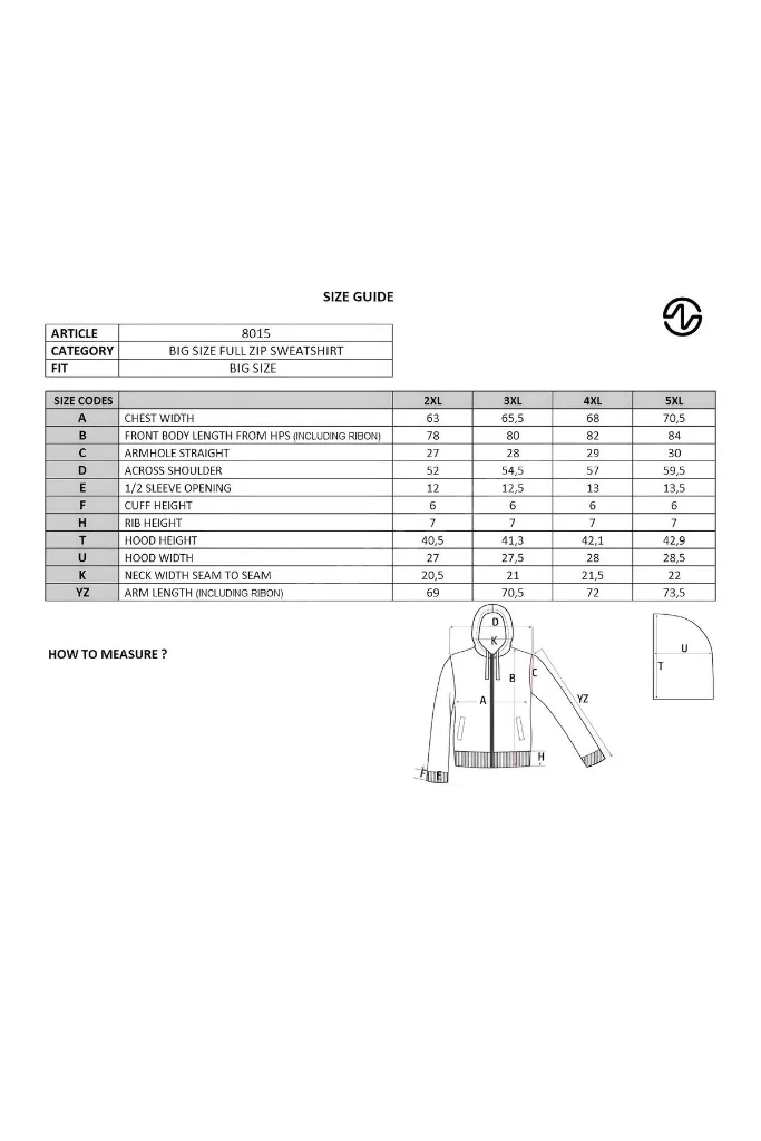 Ar-ma Erkek Tam Fermuar Sweatshirt Basic Baskisiz Kapşonlu Fleto Cepli Büyük Beden Şardonlu Üç İplik