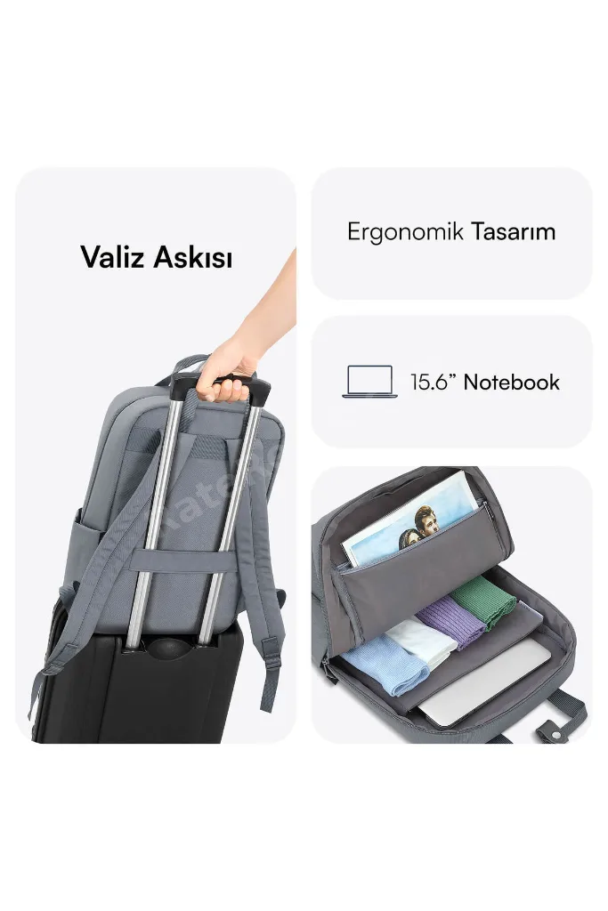 MCE-1522 15.6 NOVA Eco Notebook Sırt Çantası Gri