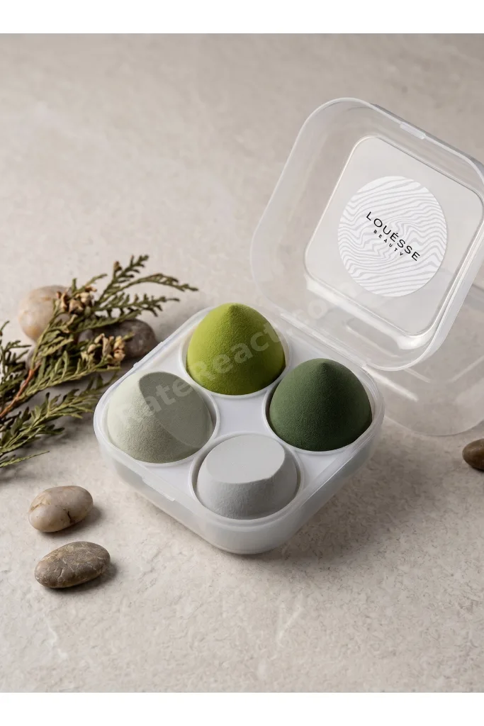 LOUÉSSE BEAUTY 4’lü Makyaj Süngeri Seti – Soft Blend Yeşil Seri