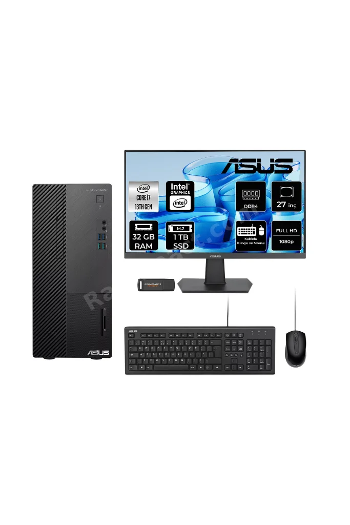 Expertcenter D500ME i7 13700 32GB RAM 1TB SSD 27" FHD FreeDOS D500000I713700P786 Masaüstü Bilgisayar + Per4 USB