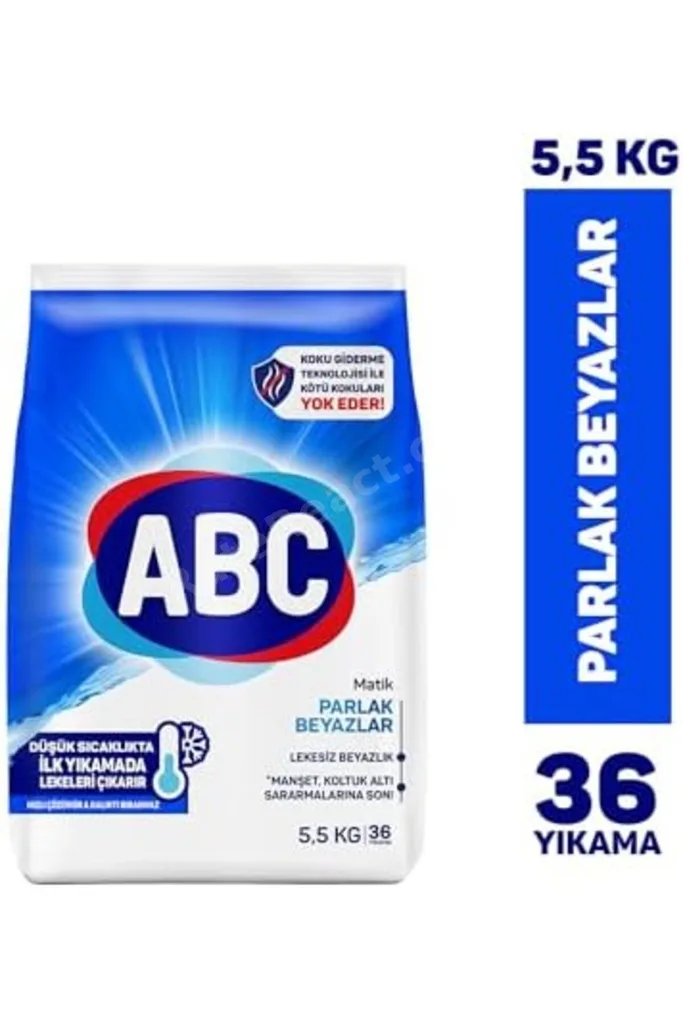 ABC DETERJAN Matik Parlak Beyazlar Toz Çamaşır Deterjanı 5,5 kg 1216538