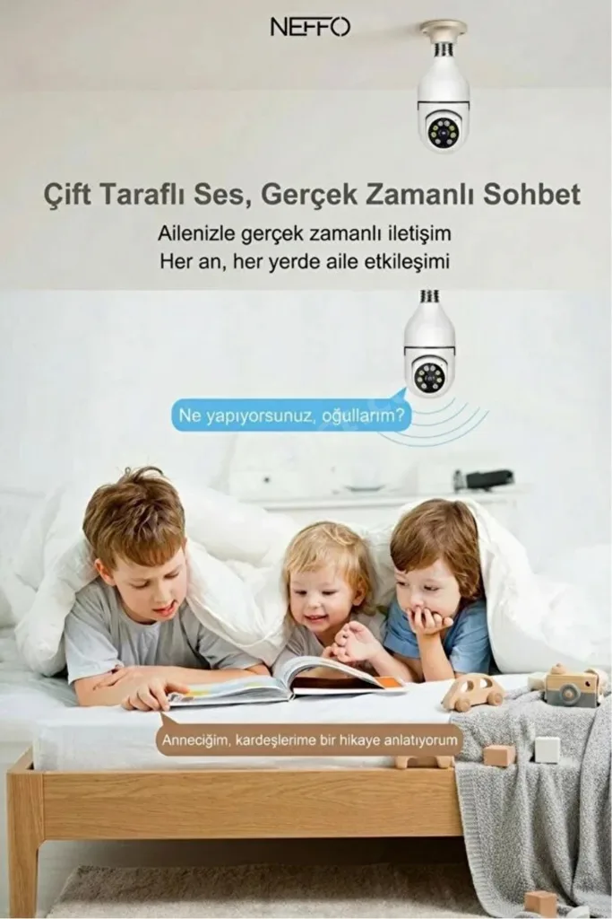 Ampul Kamera Harekete Duyarlı Gece Görüşlü Kablosuz Bebek Izleme Kamerası Güvenlik Akıllı Wifi