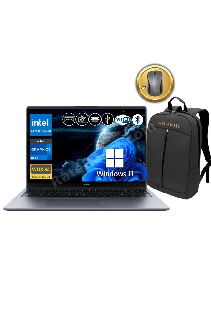 MateBook D16 i5-13420H 16GB RAM 1TB SSD 16" IPS W11Pro Notebook+ Çanta&Mouse (MCLG-W5651 A26)