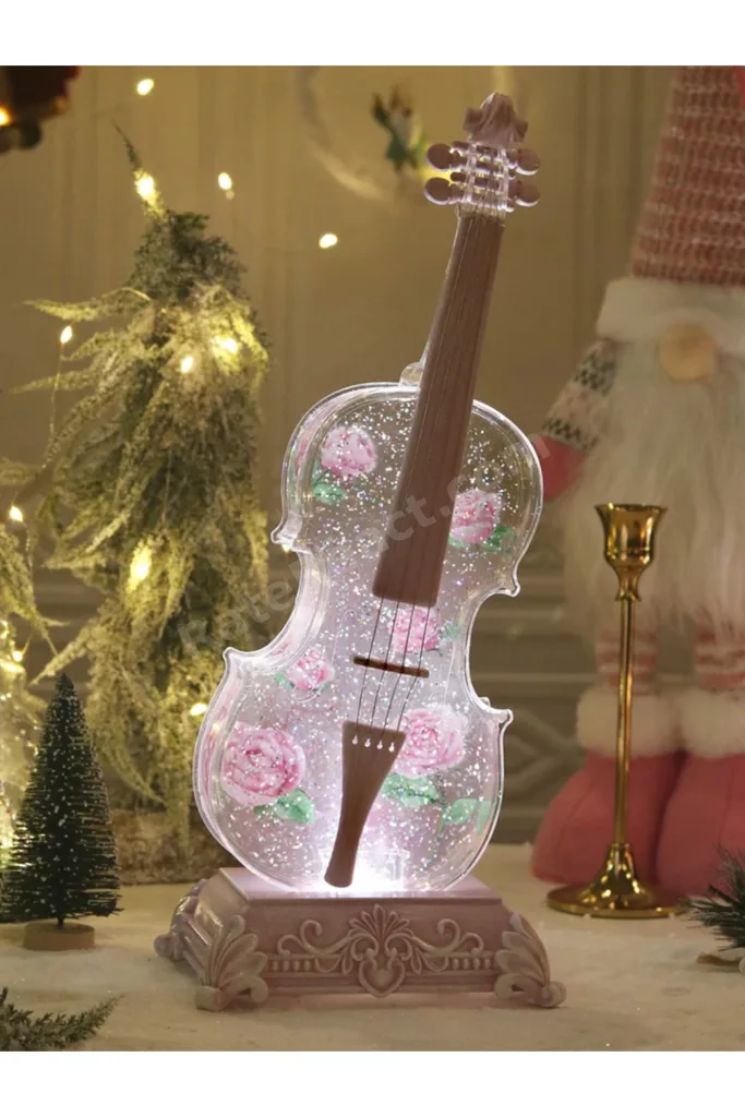 Keman Yüzen Kar Tanesi Müzik Kutusu ve  Bluetooth özelliği ile USB bağlantılı 37 cm