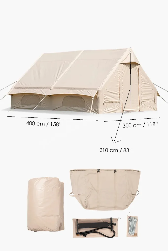12 Kişilik Şişme Kamp Çadırı - 4 Mevsim Su Geçirmez Pencereli Kamp Çadırı 300x400 cm