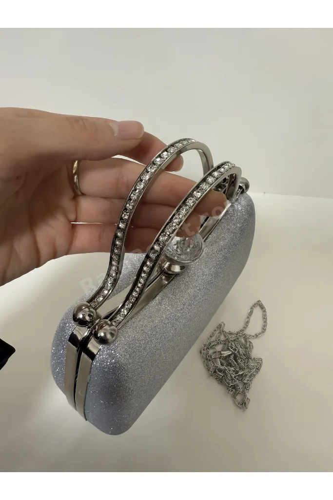 GÜMÜŞ RENK PARLAK KADIN ABİYE ÇANTA GECE ÇANTASI