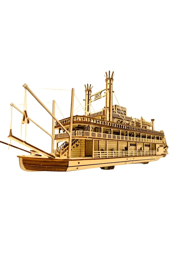 Steam Boat Minyatür Ahşap Maket | Nehir Gemisi | 3D Puzzle DIY Kendin Yap | 713 Parça Hobi Seti