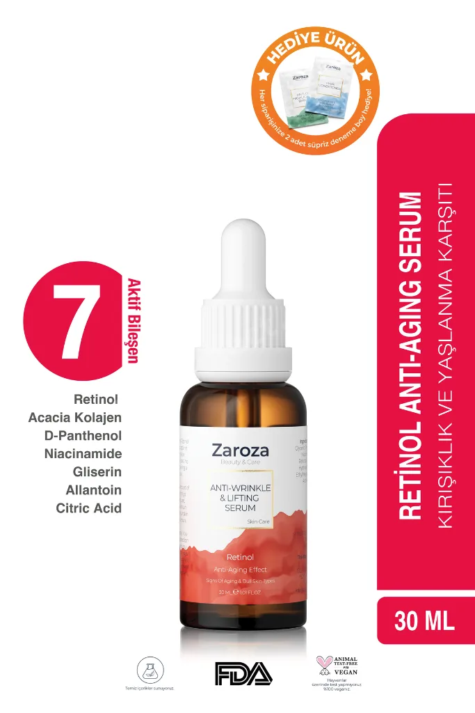 Retinol Serum - Kırışıklık ve Sarkma Karşıtı Anti Wrinkle & Lifting Serum - D-panthenol, Niacinamide